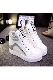 Women's Shoes Leatherette Wedge Heel Wedges Fashion Sneakers Outdoor / Casual Black / White