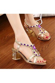 Women's Shoes Leatherette Chunky Heel Heels Sandals Outdoor / Casual Gold