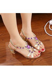 Women's Shoes Leatherette Chunky Heel Heels Sandals Outdoor / Casual Gold