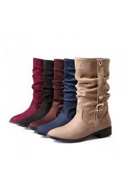 Women's Shoes Fleece / Leatherette Low Heel Fashion Boots Boots Office & Career / Dress / Casual Black / Blue /