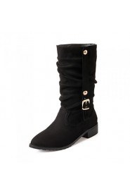 Women's Shoes Fleece / Leatherette Low Heel Fashion Boots Boots Office & Career / Dress / Casual Black / Blue /