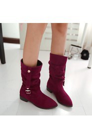 Women's Shoes Fleece / Leatherette Low Heel Fashion Boots Boots Office & Career / Dress / Casual Black / Blue /