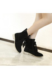 Women's Shoes Fleece Chunky Heel Fashion Boots/Round Toe Boots Dress/Casual Black/Red/Beige