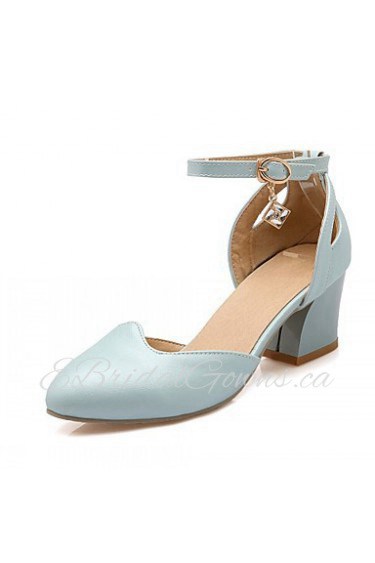 Women's Shoes Leatherette Chunky Heel Heels Heels Wedding / Office & Career / Party & Evening Blue / Pink / White