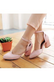 Women's Shoes Leatherette Chunky Heel Heels Heels Wedding / Office & Career / Party & Evening Blue / Pink / White