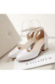 Women's Shoes Leatherette Chunky Heel Heels Heels Wedding / Office & Career / Party & Evening Blue / Pink / White