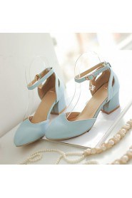 Women's Shoes Leatherette Chunky Heel Heels Heels Wedding / Office & Career / Party & Evening Blue / Pink / White