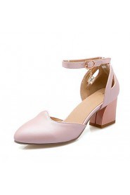 Women's Shoes Leatherette Chunky Heel Heels Heels Wedding / Office & Career / Party & Evening Blue / Pink / White