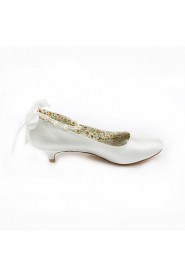 Women's Shoes Silk / Leatherette Low Heel Heels Heels Wedding / Party & Evening / Dress White / Beige