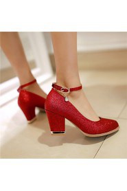 Women's Shoes Synthetic Chunky Heel Heels/Basic Pump Pumps/Heels Office & Career/Dress/Casual Red/Silver/Gold