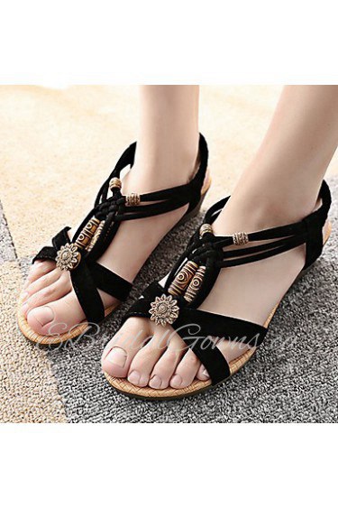 Women's Shoes Faux Leather Flat Heel Flip Flops Sandals Outdoor/Dress/Casual Black/Red/White