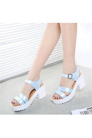 Women's Shoes Leatherette Platform Creepers Sandals Casual Black / Blue / White / Beige