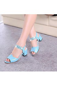 Women's Shoes Libo New Style Party / Dress / Casual Blue / White / Pink Chunky Heel Comfort Sandals