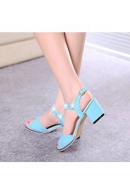 Women's Shoes Libo New Style Party / Dress / Casual Blue / White / Pink Chunky Heel Comfort Sandals