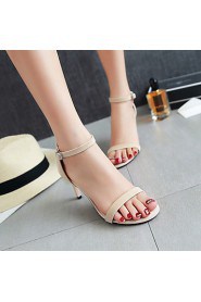 Women's Shoes Leatherette Stiletto Heel Heels / Open Toe Sandals Outdoor / Dress / Casual Black / Red / Beige