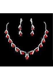 Wedding Bridal Bridesmaid Crystal Necklace Earrings Jewelry Set