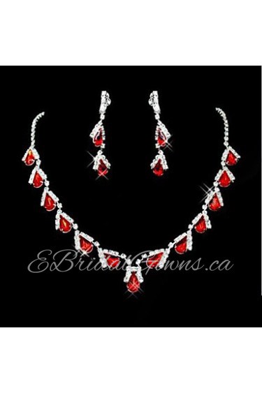 Wedding Bridal Bridesmaid Crystal Necklace Earrings Jewelry Set