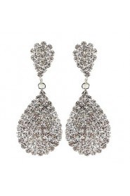 Water Drop Dangly Rhinestone Fully-Jewelled Earrings