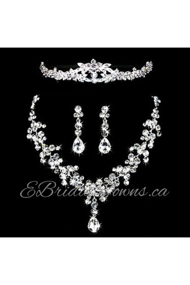 Ladies'/Women's Alloy Wedding/Party Jewelry Set With Rhinestone