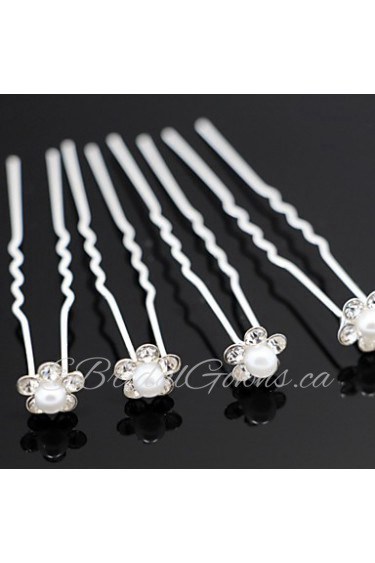 Pearl Flower U Shape Flower Wedding Headpieces Hairpins (set of 20)