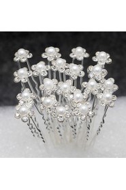 Pearl Flower U Shape Flower Wedding Headpieces Hairpins (set of 20)