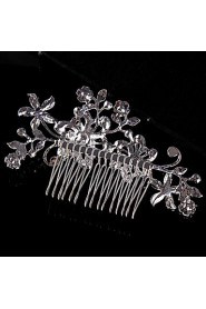 Vintage Wedding Bride Flower Austria Rhinestone Pearl Flower Silver Combs Hair Accessories