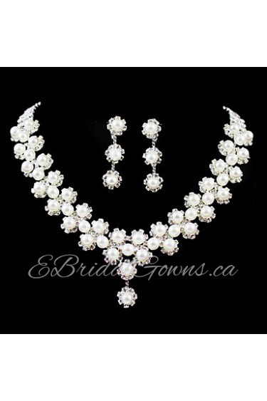 Jewelry Set Women's Wedding / Engagement / Birthday / Gift / Party Jewelry Sets Silver / Imitation Pearl / Alloy RhinestoneNecklaces /