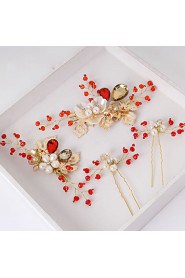 Women's Alloy / Imitation Pearl Headpiece-Wedding / Special Occasion Hair Pin 4 Pieces