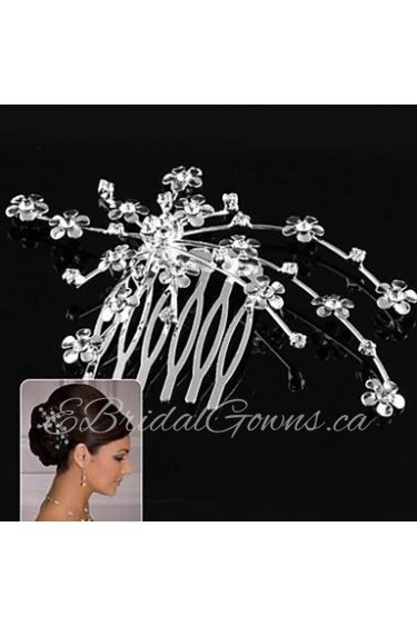 Silver Flower Hair Comb for Wedding Party Hair Jewelry