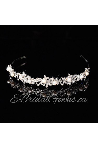 Bridal Crown Silver Tiara Queen Flower Leaf Butterfly Crystal/Diamond Flower Hairclips Headpiece Wedding/Party