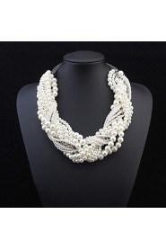 New Fashion Collar Necklace Pendant Chunky Luxury Choker Simulated Pearl Statement Necklace