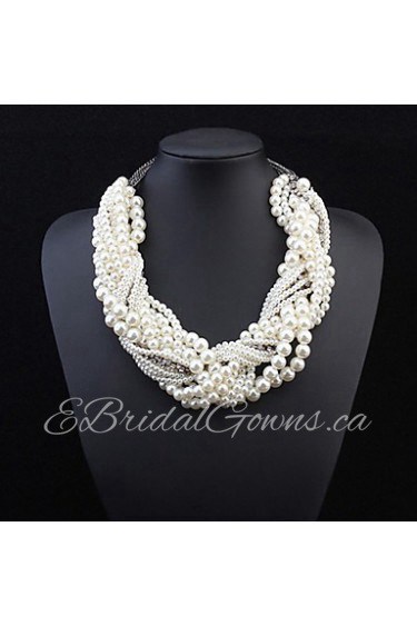 New Fashion Collar Necklace Pendant Chunky Luxury Choker Simulated Pearl Statement Necklace