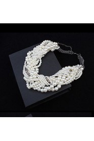 New Fashion Collar Necklace Pendant Chunky Luxury Choker Simulated Pearl Statement Necklace