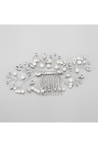 Women's / Flower Girl's Rhinestone / Alloy / Imitation Pearl Headpiece-Wedding / Special Occasion Hair Combs 1 Piece Clear Oval