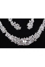 Luxury Rhinestone Crystal Necklace Earrings Jewelry Set for Wedding Party