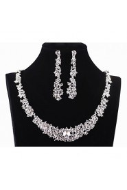 Luxury Rhinestone Crystal Necklace Earrings Jewelry Set for Wedding Party