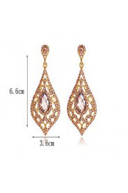 Luxury Drops Shape Cubic Zrconia Crystal Drop Earrings Jewelry for Lady(3.6*6.6cm)