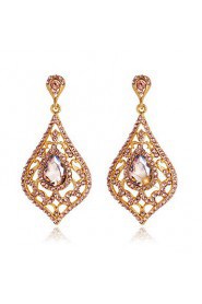 Luxury Drops Shape Cubic Zrconia Crystal Drop Earrings Jewelry for Lady(3.6*6.6cm)