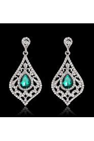 Luxury Drops Shape Cubic Zrconia Crystal Drop Earrings Jewelry for Lady(3.6*6.6cm)