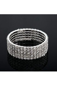 Five Layers Ladies' Rhinestone Tennis Bracelet In Silver Alloy