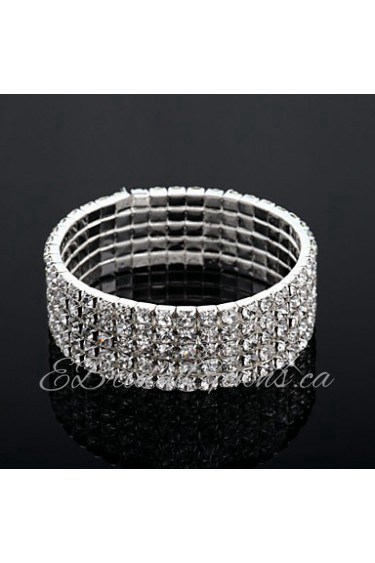 Five Layers Ladies' Rhinestone Tennis Bracelet In Silver Alloy