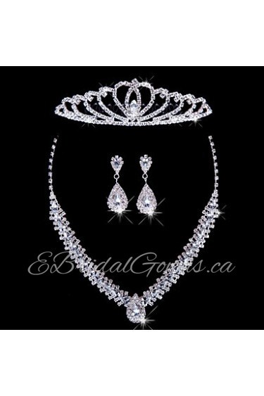 Ladies'/Women's Alloy Wedding/Party Jewelry Set With Rhinestone