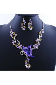 Amazing Butterfly Alloy with Acrylic Necklace,Earrings Jewelry Set(More Colors)