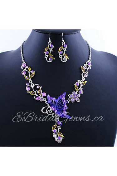 Amazing Butterfly Alloy with Acrylic Necklace,Earrings Jewelry Set(More Colors)