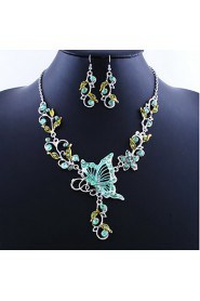 Amazing Butterfly Alloy with Acrylic Necklace,Earrings Jewelry Set(More Colors)