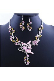 Amazing Butterfly Alloy with Acrylic Necklace,Earrings Jewelry Set(More Colors)