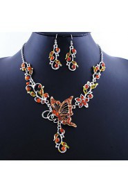 Amazing Butterfly Alloy with Acrylic Necklace,Earrings Jewelry Set(More Colors)