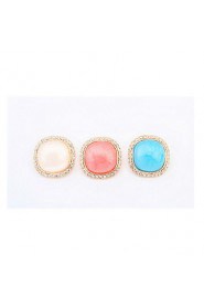 New Hot Fashion Fine Jewelry Candy Colors Square Pierced Stud Earrings with Rhinestone