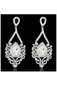 Lady's Multi-Stone Zircon Chandelier Drop Earrings for Wedding Party (Gold/Silver)