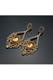 Lady's Multi-Stone Zircon Chandelier Drop Earrings for Wedding Party (Gold/Silver)